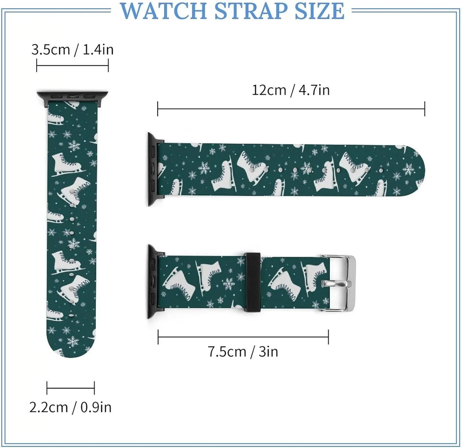 Ice Skating Skates Pattern Adjustable Silicone Watchband Compatible with IWatch Classic Soft Sports Watch Strap for Men Women