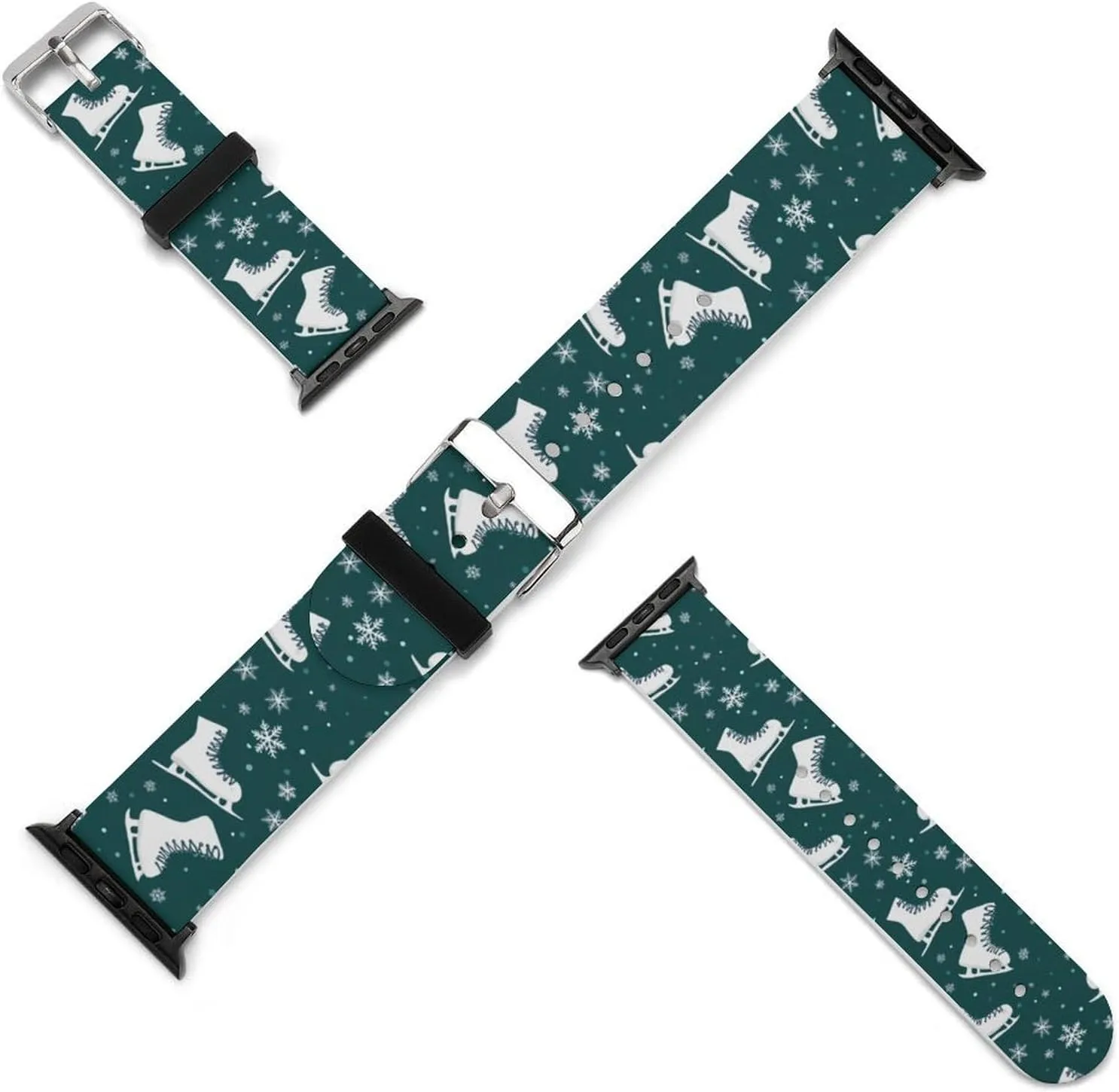 Ice Skating Skates Pattern Adjustable Silicone Watchband Compatible with IWatch Classic Soft Sports Watch Strap for Men Women