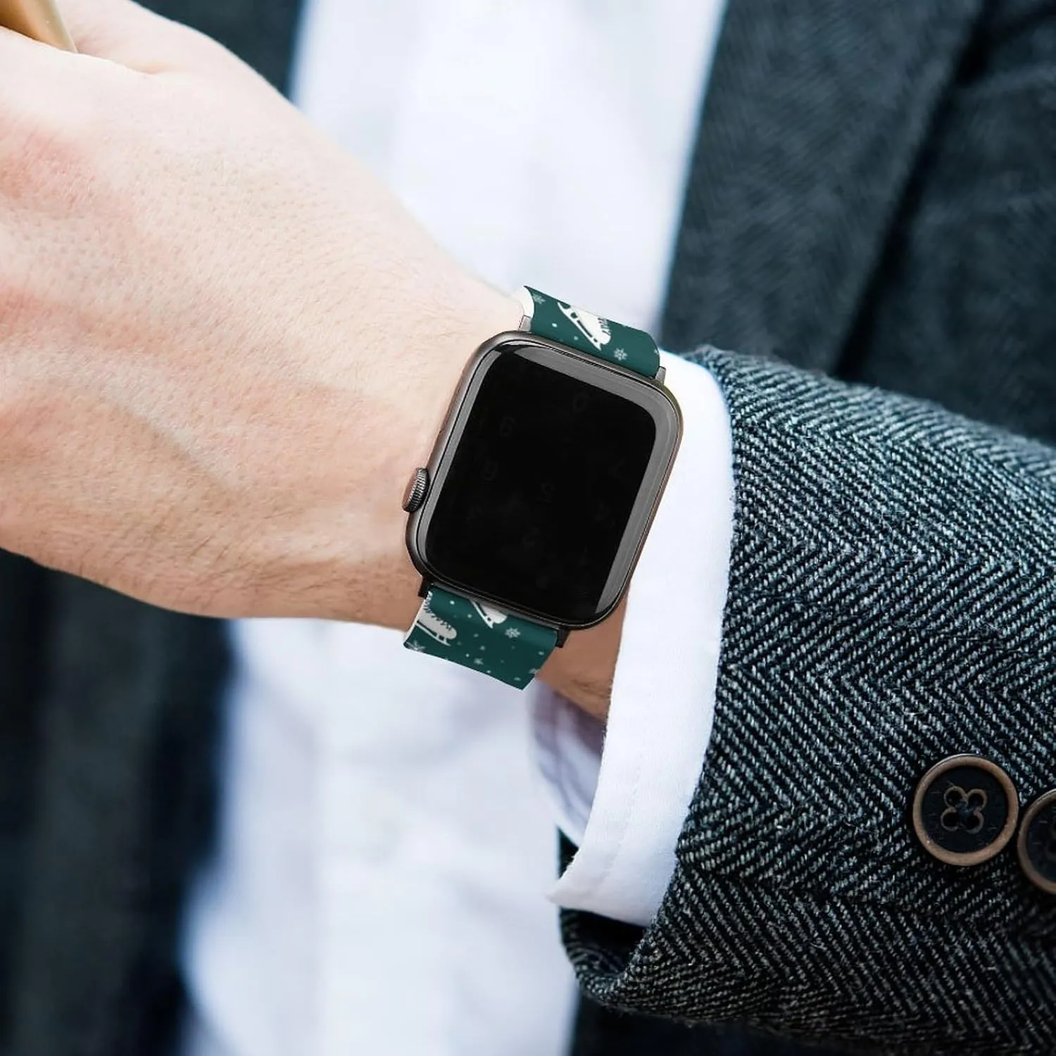 Ice Skating Skates Pattern Adjustable Silicone Watchband Compatible with IWatch Classic Soft Sports Watch Strap for Men Women