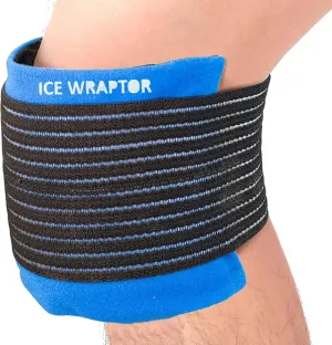 ICE WRAPTOR Ice Wrap for Knee, Elbow, Joints -Cold Relief Pack, Lightweight & Portable, Long Lasting, Versatile For Cyclists Runners Coach; Men & Women. Universal, Blue, includes 2 reusable cold packs