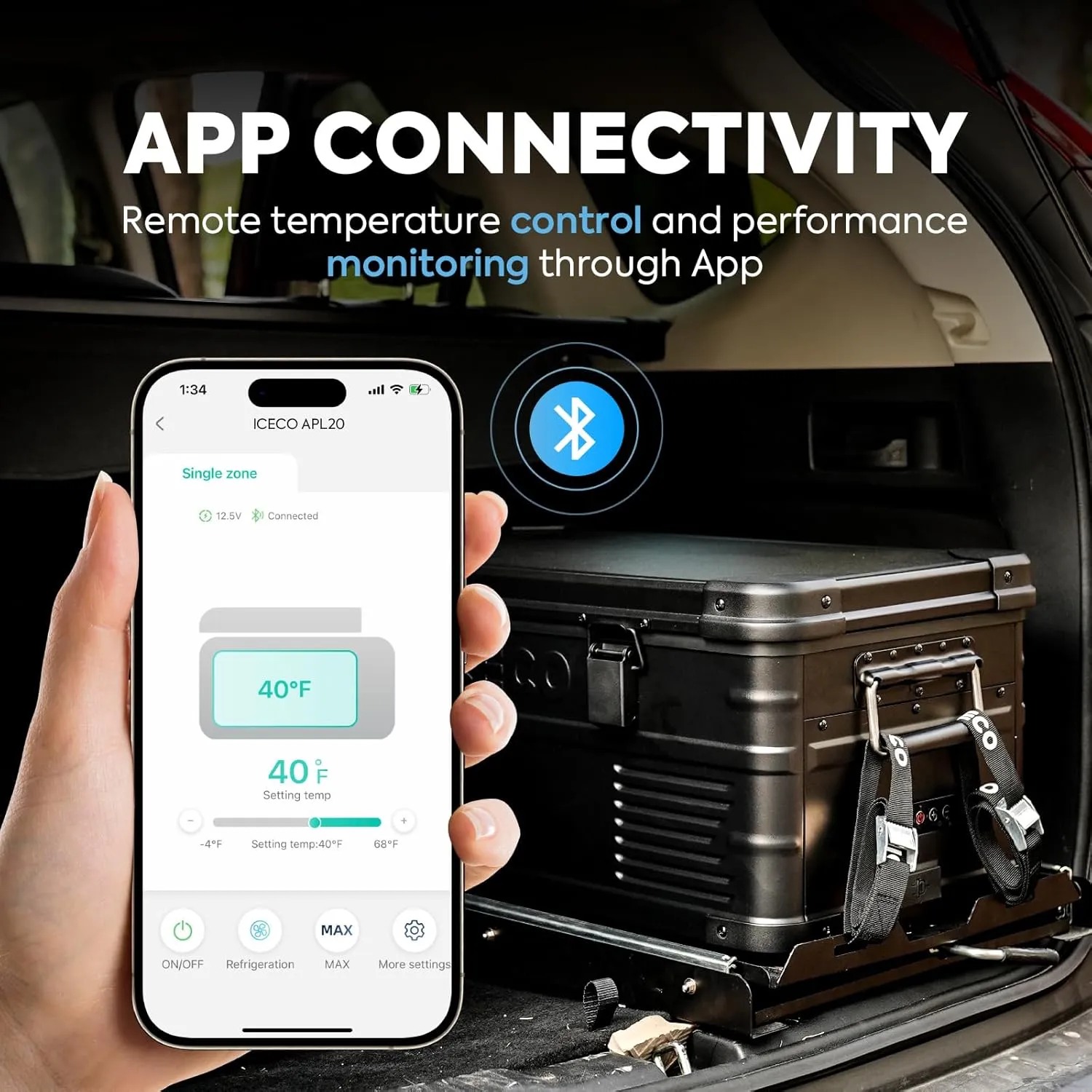 ICECO APL20 Portable Refrigerator, 21 Qts 12 Volt Fridge Freezer, Aluminum Car Fridge with SECOP Nano Compressor, Electric Cooler Powered by AC/DC or Solar, -4℉~68℉, Refrigerator for Vehicles, RV