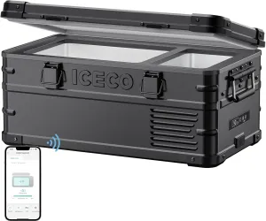ICECO APL20 Portable Refrigerator, 21 Qts 12 Volt Fridge Freezer, Aluminum Car Fridge with SECOP Nano Compressor, Electric Cooler Powered by AC/DC or Solar, -4℉~68℉, Refrigerator for Vehicles, RV