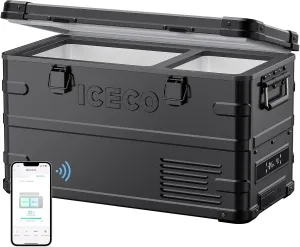 ICECO APL35 Dual Zone Portable Fridge Freezer, 37 Quart 12V Car Refrigerator with Secop Nano Compressor, Aluminum Electric Compressor Cooler 12/24V DC, 100-240V AC, -4℉~68℉, for RV,Camping,Travel