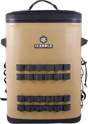 ICEHOLE Backpack Cooler Soft Cooler Bag 30 Cans Portable, Waterproof, Puncture Resistant, Foam Insulated