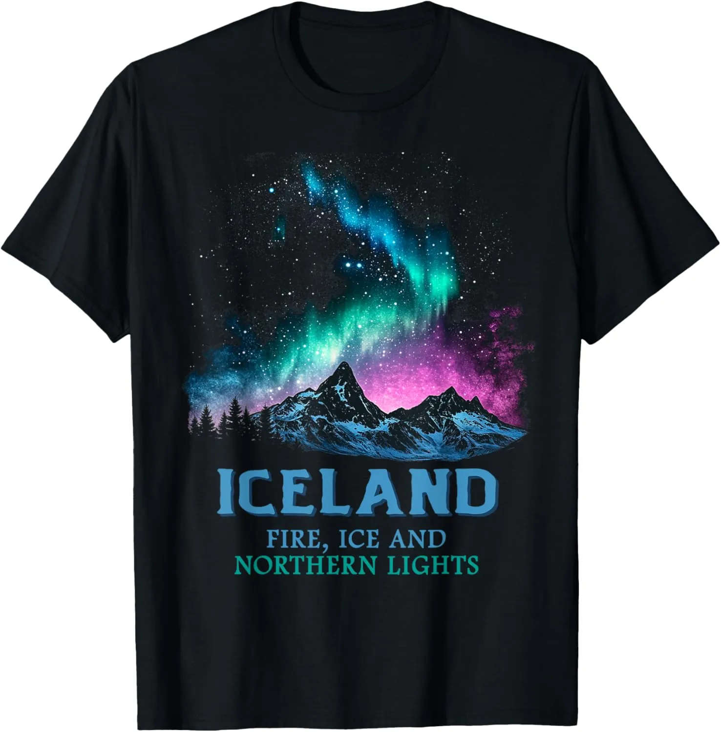 Iceland - Fire Ice Northern Lights Aurora Borealis T-Shirt