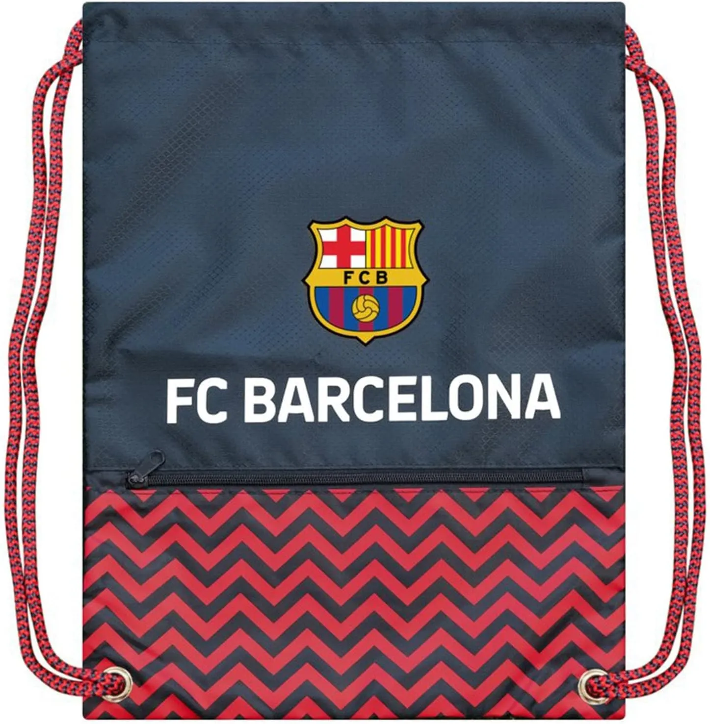 Icon Sports Soccer Club Team Logo Cinch Bag (FC Barcelona, Zig-Zag Navy)