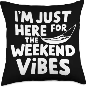 I'm Just Here for the Weekend Vibes Chill Summer Hammock Throw Pillow