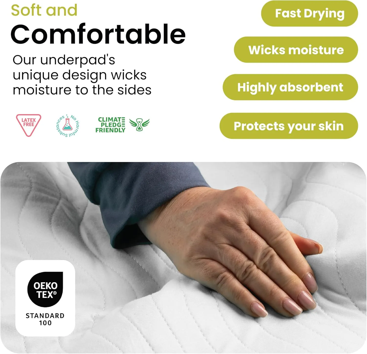 IMPROVIA® Washable Underpads, Heavy Absorbency Reusable Incontinence Pads for Kids, Adults, Elderly, and Pets - Waterproof Protection Floor (White & White, 4 Pack - 34"x36")