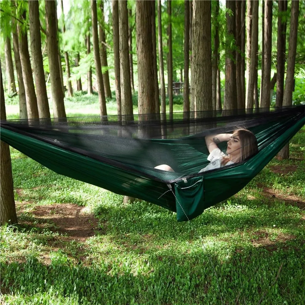 Indoor Hammock Chairs Outdoor Camping Quick-Open Mosquito Net Hammock 210T Nylon Hammock with Mosquito Net Outdoor Swing Hammock Hanging hammocks