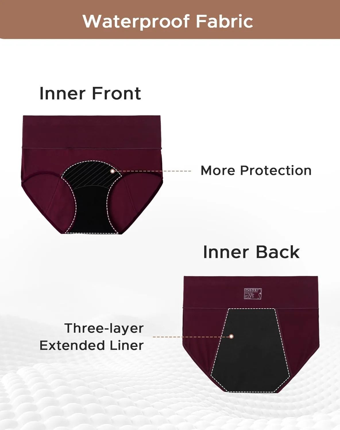 INNERSY Period Underwear for Women Leakproof High Waisted Menstrual Cotton Panties 3 Pack