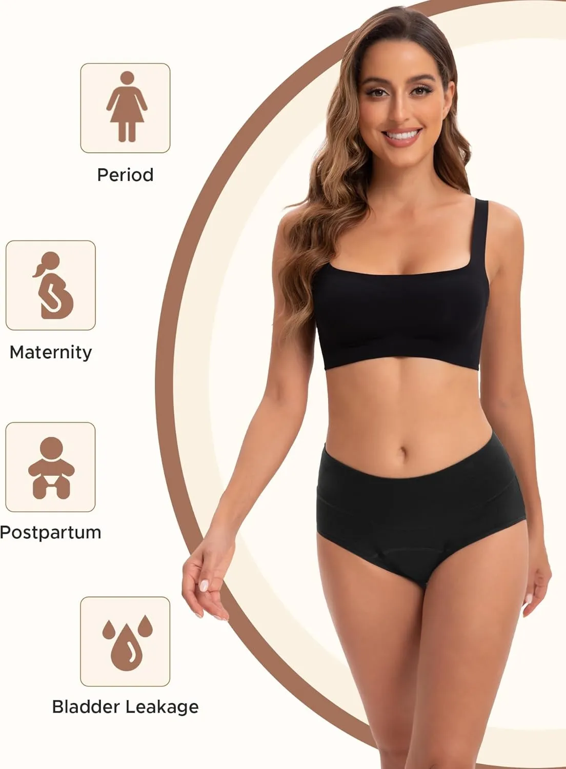 INNERSY Period Underwear for Women Leakproof High Waisted Menstrual Cotton Panties 3 Pack