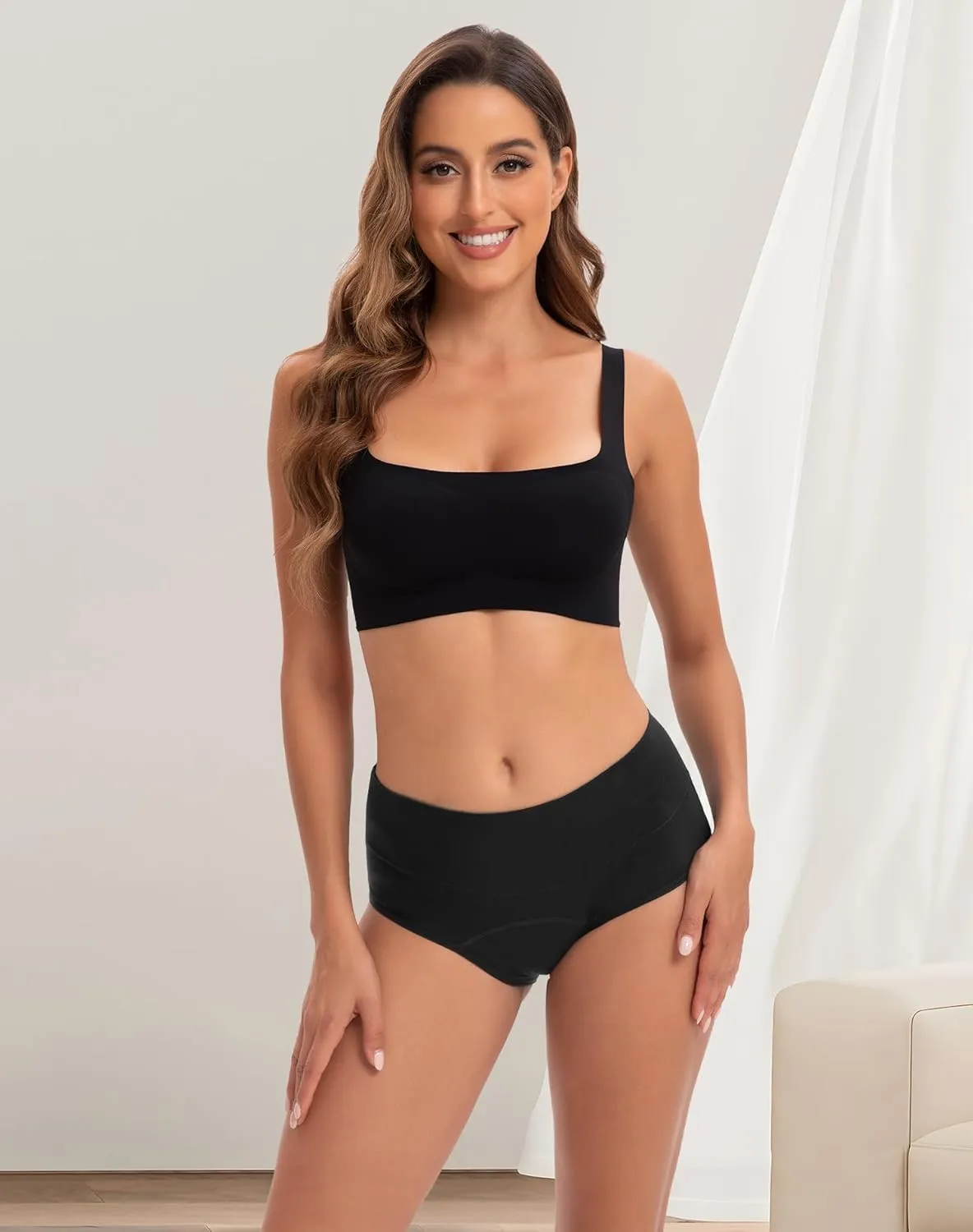 INNERSY Period Underwear for Women Leakproof High Waisted Menstrual Cotton Panties 3 Pack
