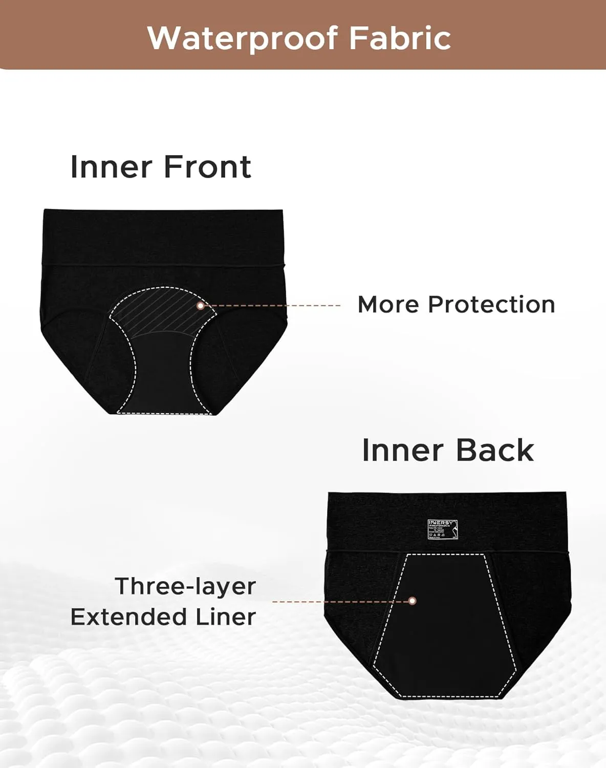 INNERSY Period Underwear for Women Leakproof High Waisted Menstrual Cotton Panties 3 Pack