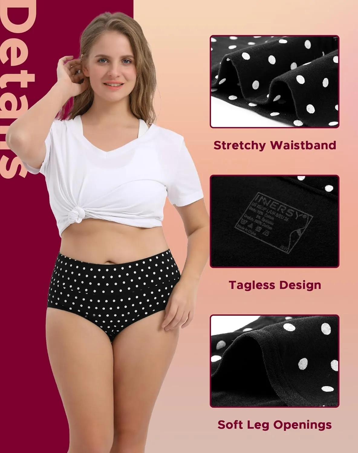 INNERSY Women's Period Underwear High Waisted Postpartum Maternity Panties 3-Pack