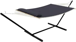Instant-Setup 2-Person Hammock with Reinforced Steel Frame – Portable Outdoor Lounger for Garden, Camping & Beach (450lb Capacity   Quick-Fold Carry Bag),Dark Gray