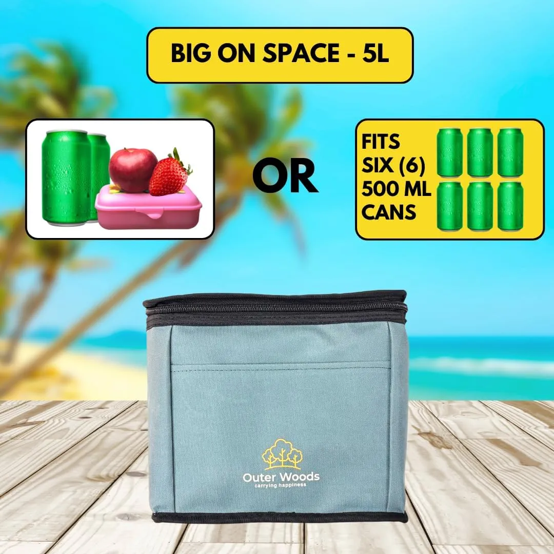 Insulated 6 Can Cooler Bag Fits 6 x 500ml Beer Cans Keep Cans Cool for up to 10 Hrs with 2 Units of Ice Gel Packs