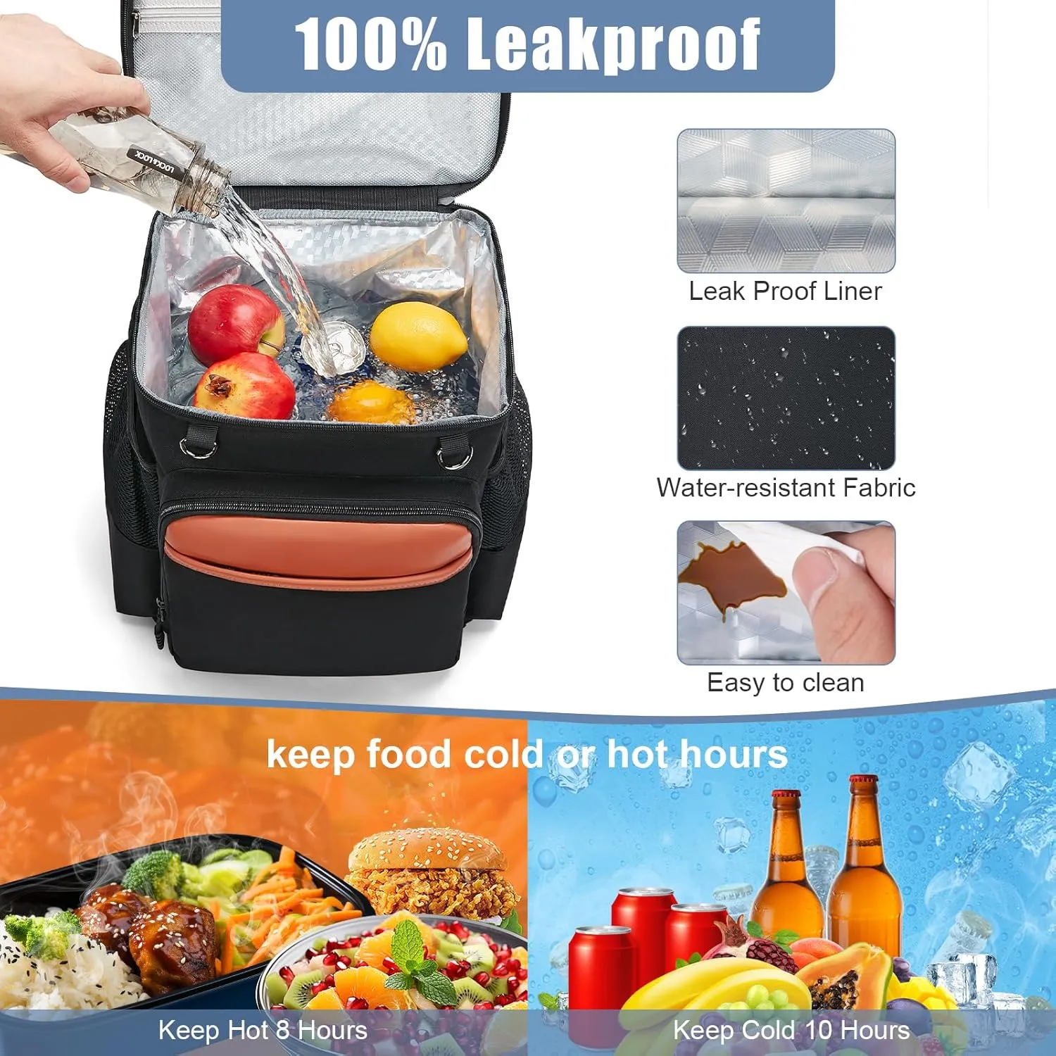 Insulated Backpack Cooler - Waterproof Leakproof Soft Coolers, Expandable Back Pack, Heavy Duty Backpacks, Portable Ice Chest for Men Women