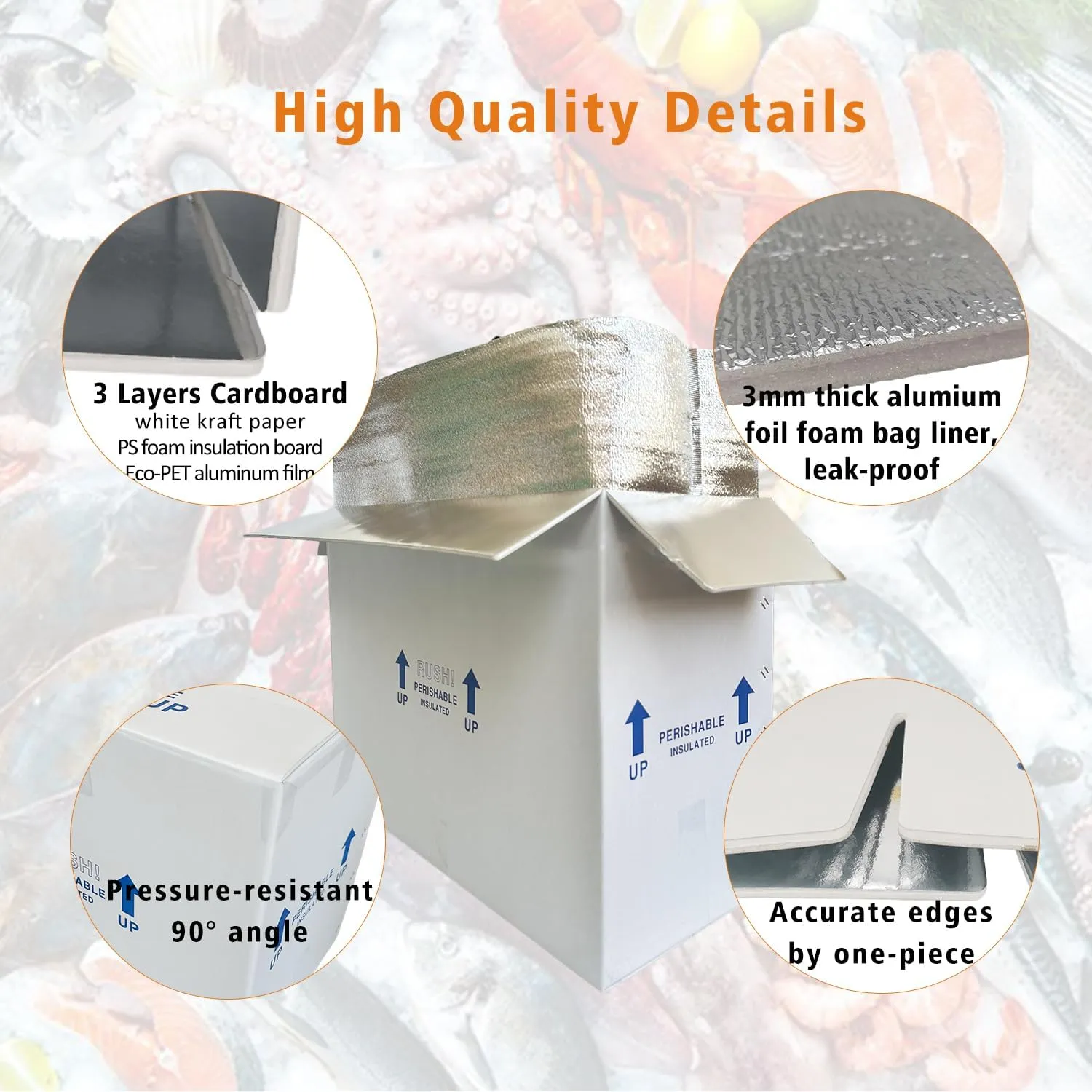 Insulated Cold Shipping Boxes with Liners, 4 Pack 26'' x 11'' x 19'', for Perishable Frozen Food, White (TB261119L-4)