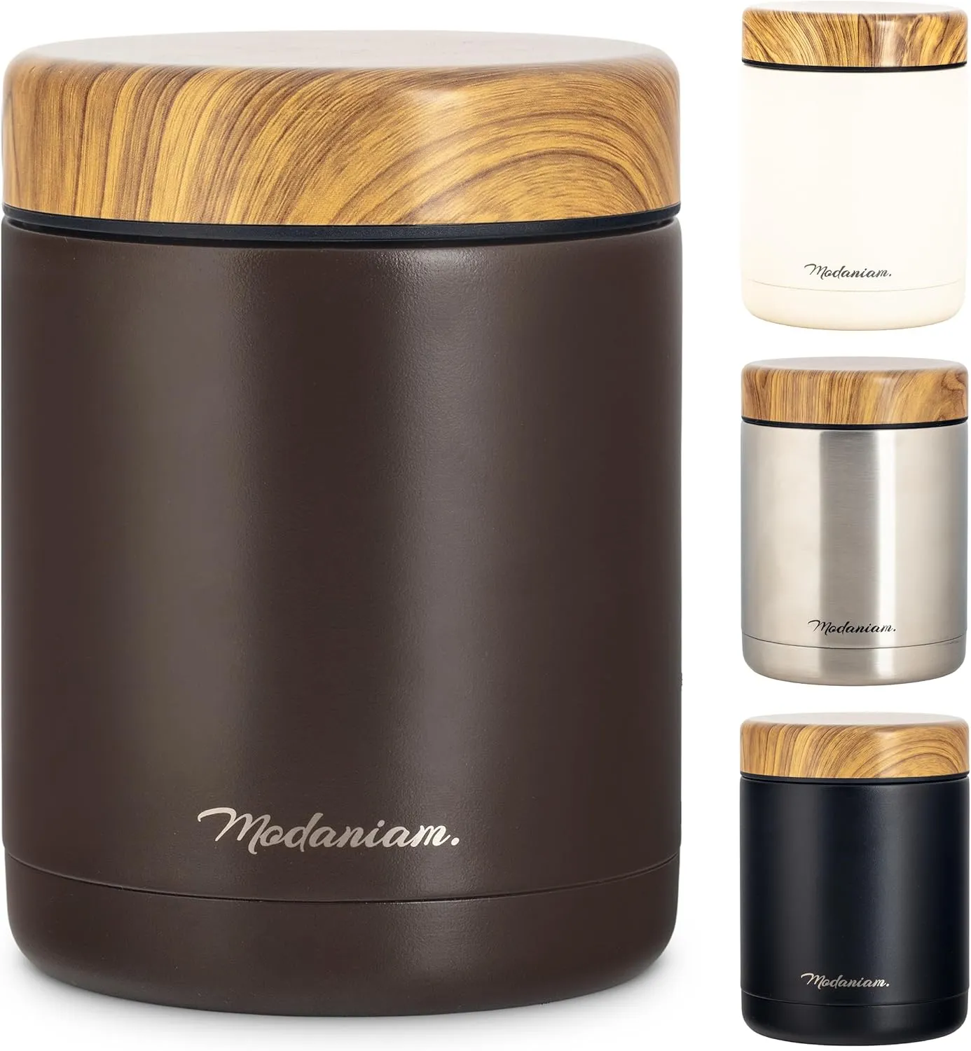 Insulated Food Jars set of 2 Pack Insulated Food Jar Thermos for Hot Food & Soup, Compact Stainless Steel Vacuum Lunch Containers 16 oz, 12 oz (Mocha Brown)