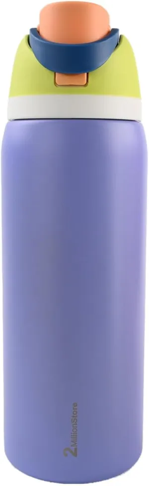 Insulated Water Bottle – Stainless Steel, Leakproof, 24H Cold & 12H Hot, Straw & Spout Lid, BPA-Free, Travel, Gym, Hiking, Sports Flask (Purple, 19 Oz / 560ml)