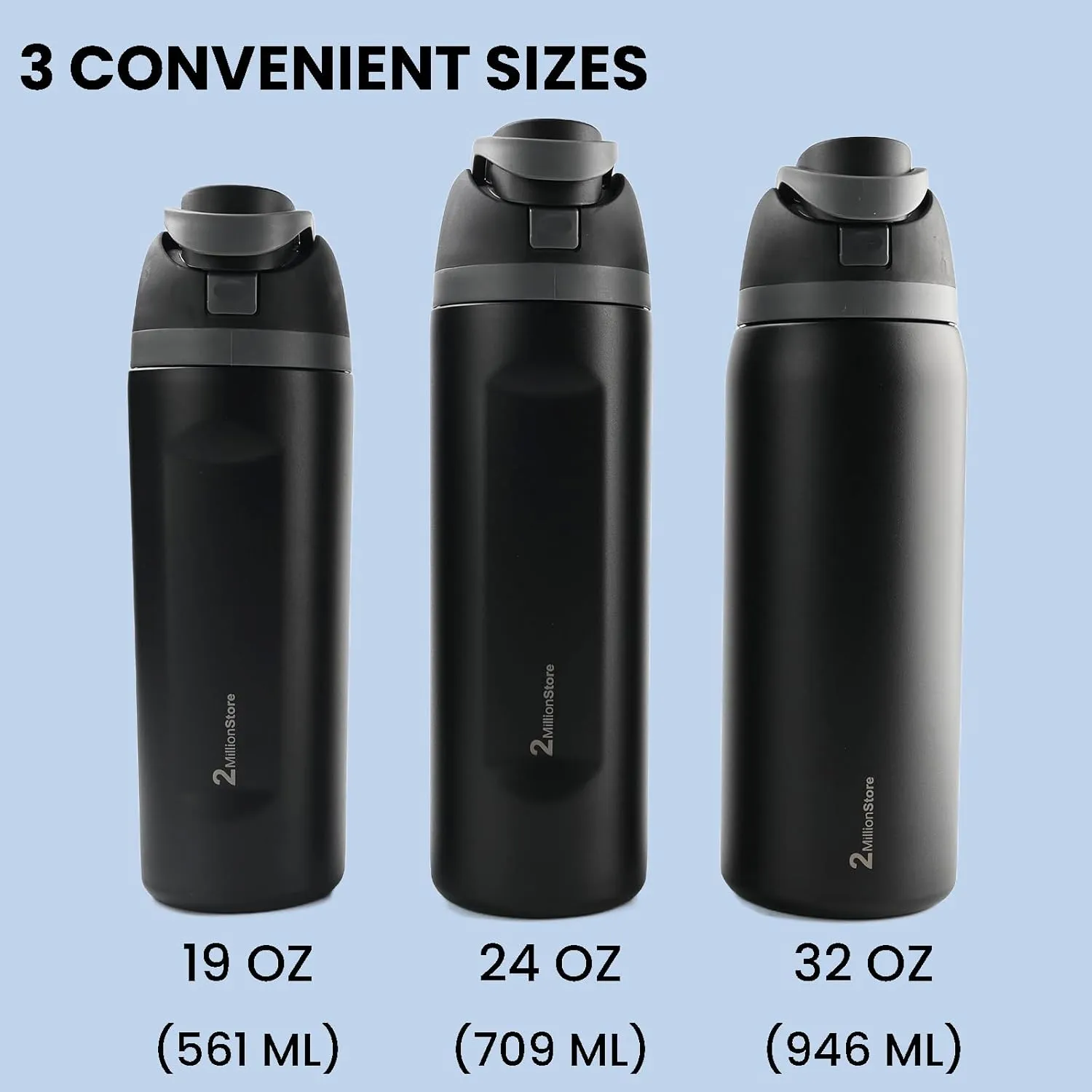 Insulated Water Bottle – Stainless Steel, Leakproof, 24H Cold & 12H Hot, Straw & Spout Lid, BPA-Free, Travel, Gym, Hiking, Sports Flask (Purple, 19 Oz / 560ml)