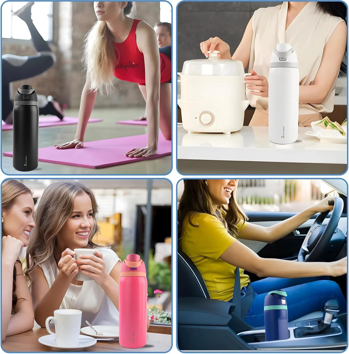 Insulated Water Bottle – Stainless Steel, Leakproof, 24H Cold & 12H Hot, Straw & Spout Lid, BPA-Free, Travel, Gym, Hiking, Sports Flask (Purple, 19 Oz / 560ml)