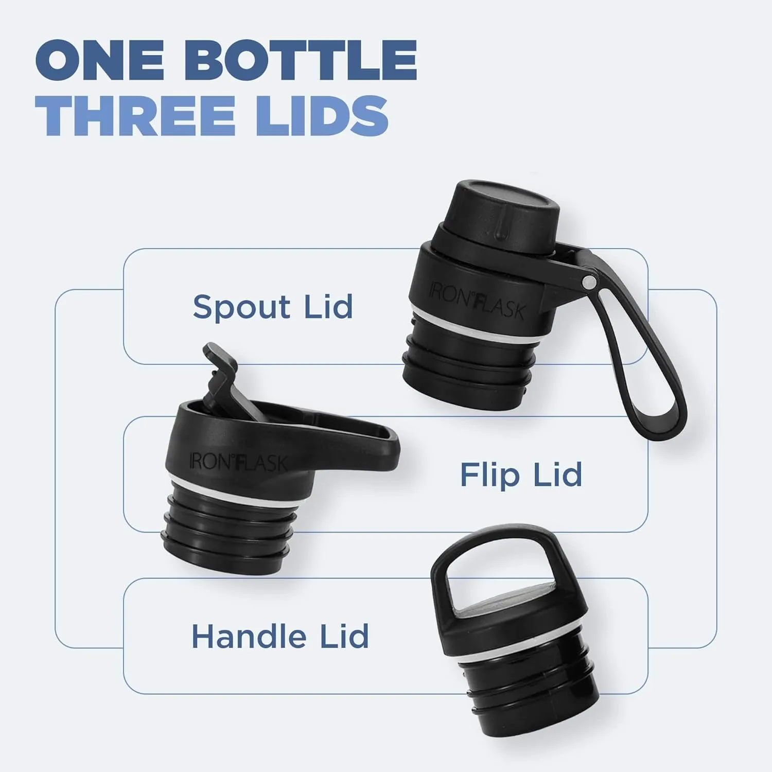 IRON °FLASK Camping & Hiking Hydration Canteens - 3 Lids (Narrow Spout Lid) Leak Proof Vacuum Insulated Stainless Steel - Hot & Cold Double Walled Sports Water Bottle - Cotton Candy, 24 Oz