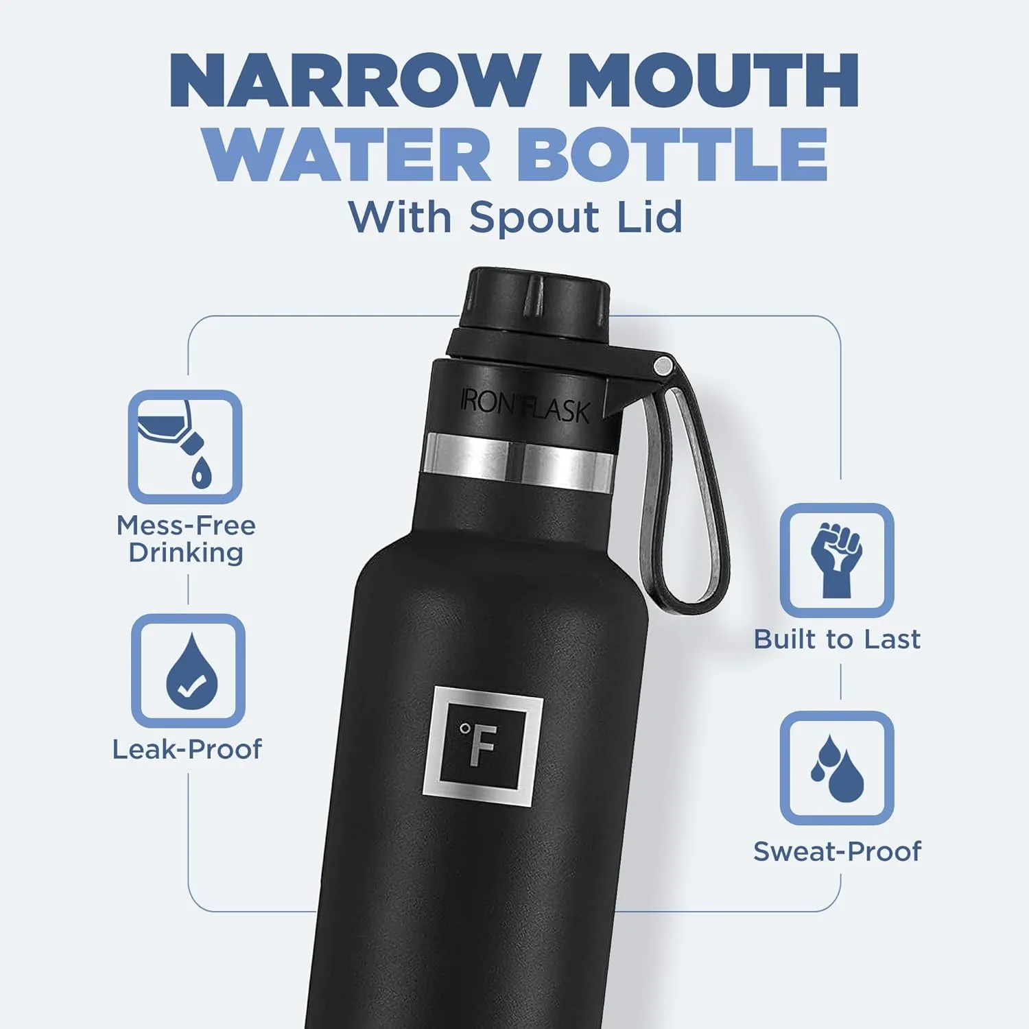 IRON °FLASK Camping & Hiking Hydration Canteens - 3 Lids (Narrow Spout Lid) Leak Proof Vacuum Insulated Stainless Steel - Hot & Cold Double Walled Sports Water Bottle - Cotton Candy, 24 Oz