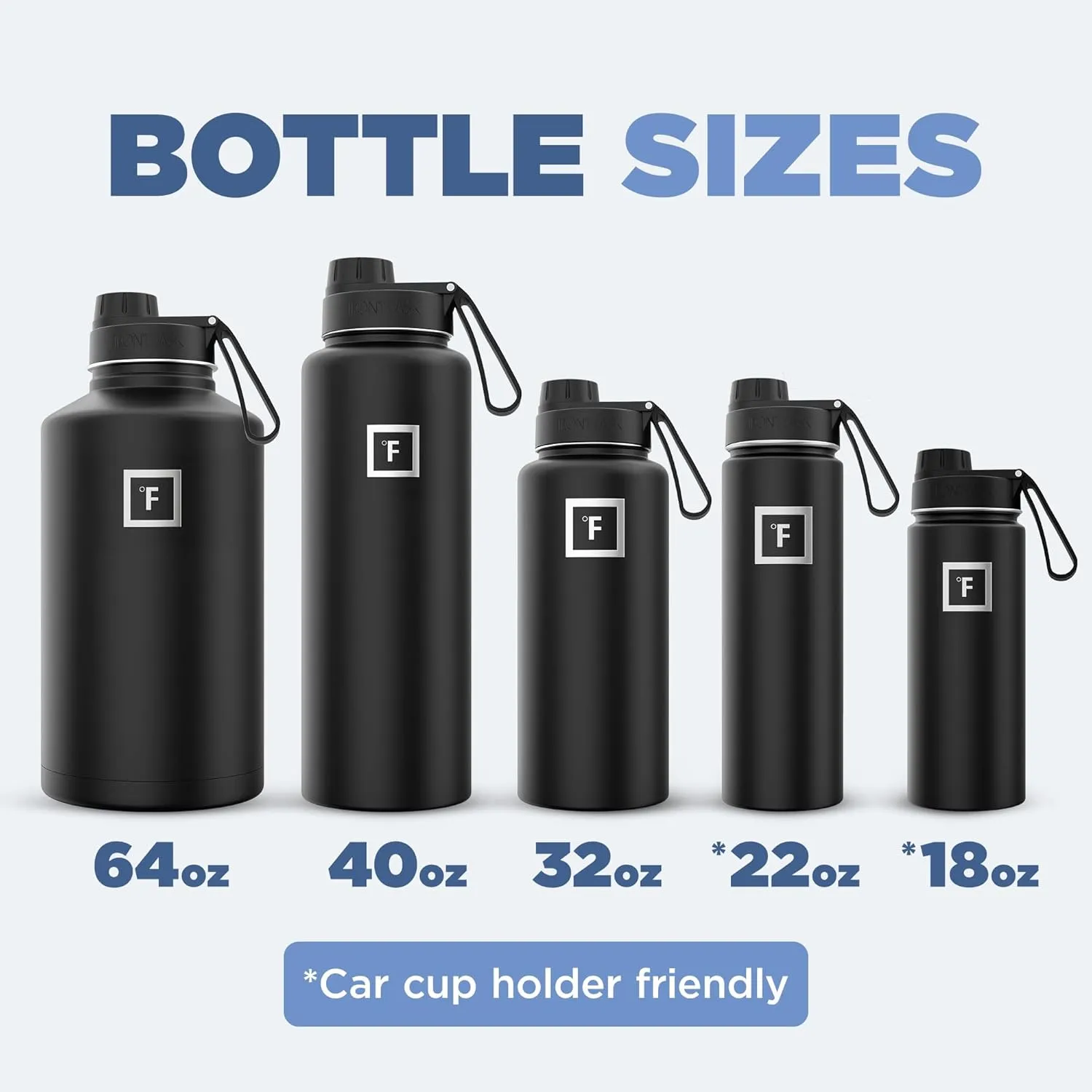 IRON °FLASK Camping & Hiking Hydration Flask with 3 Lids - Stainless Steel, Double Walled & Vacuum Insulated Water Bottle - Leak Proof & BPA Free (Day & Night, Spout - 22 oz)