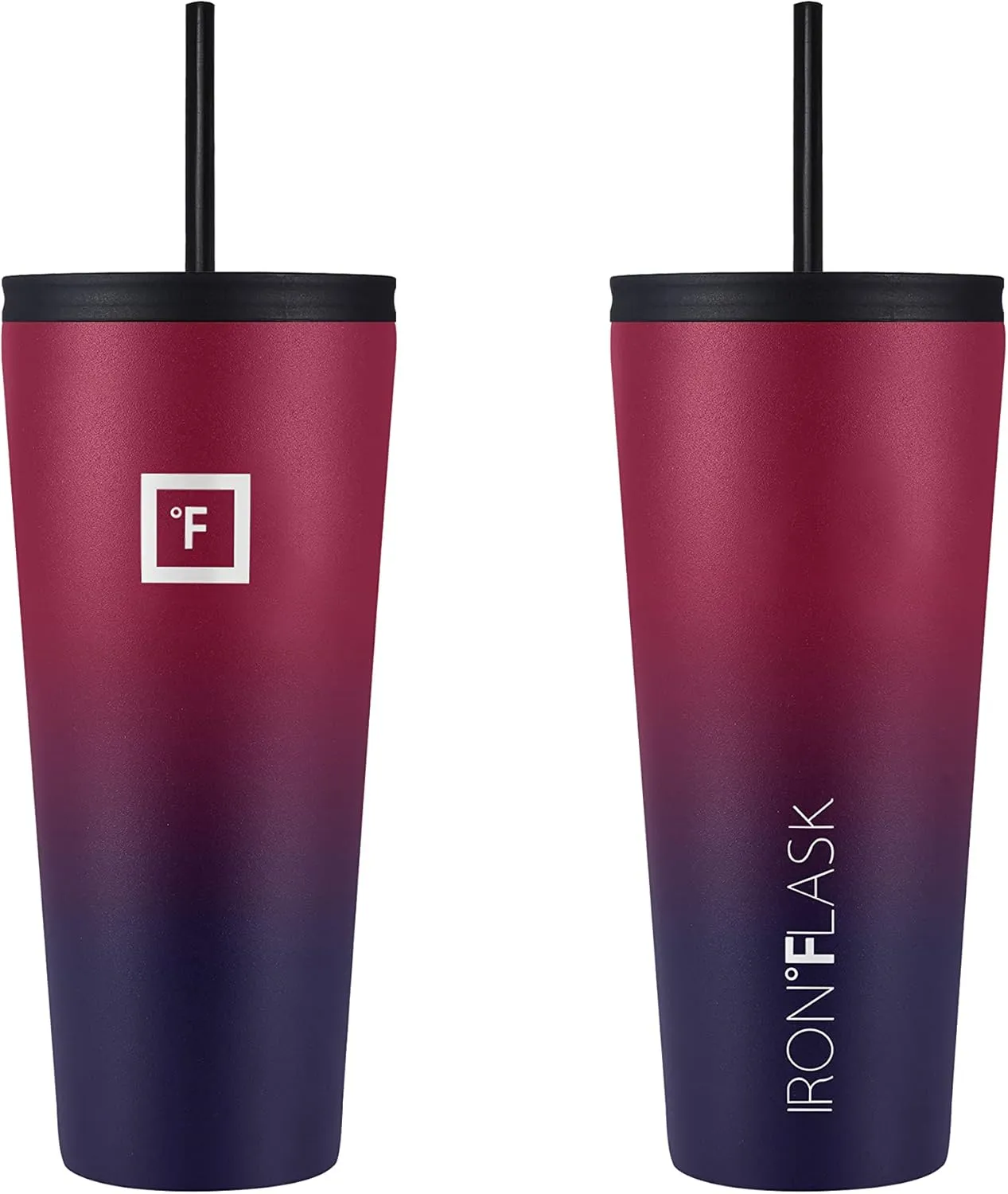 IRON °FLASK Classic Tumbler - 2 Lids, Vacuum Insulated Stainless Steel Water Bottle, Double Walled, Drinking cup, Thermos Travel Mug (Dark Rainbow, 32 oz Solid Lid)