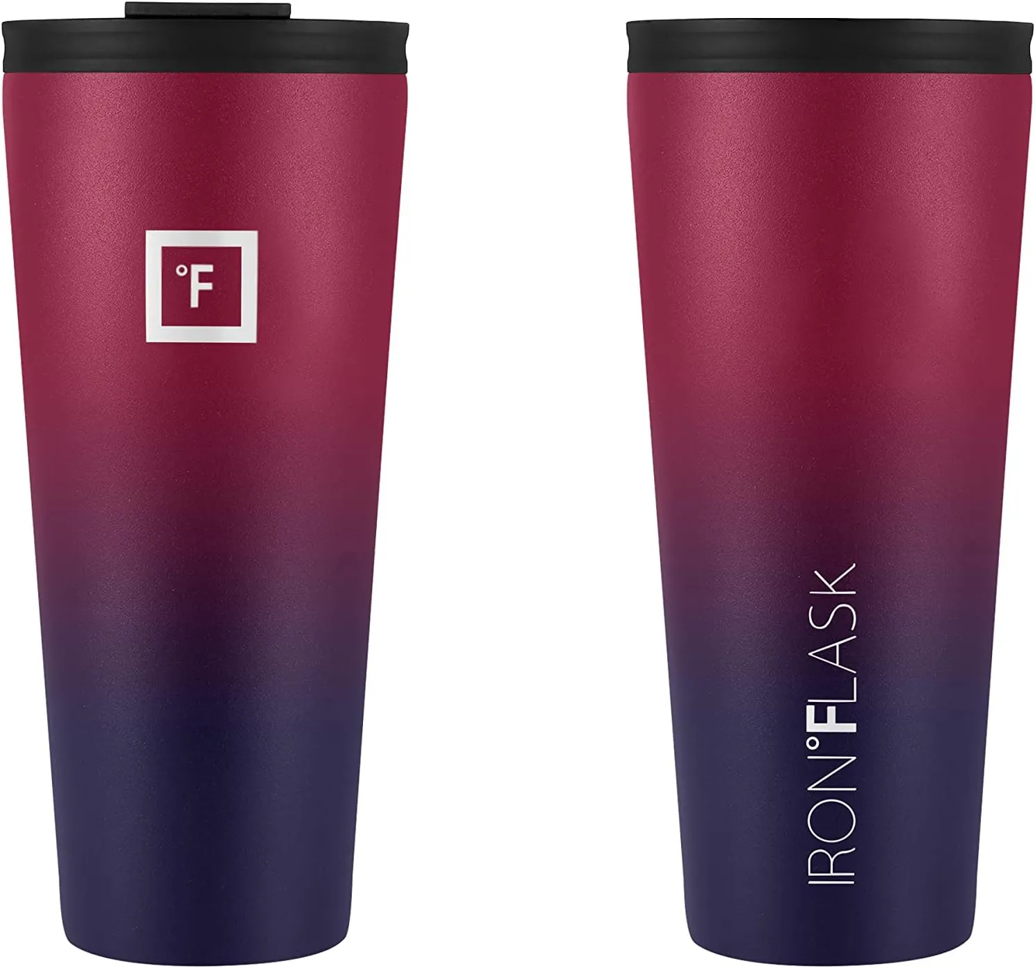 IRON °FLASK Classic Tumbler - 2 Lids, Vacuum Insulated Stainless Steel Water Bottle, Double Walled, Drinking cup, Thermos Travel Mug (Dark Rainbow, 32 oz Solid Lid)