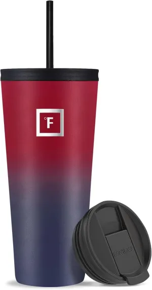 IRON °FLASK Classic Tumbler - 2 Lids, Vacuum Insulated Stainless Steel Water Bottle, Double Walled, Drinking cup, Thermos Travel Mug (Dark Rainbow, 32 oz Solid Lid)