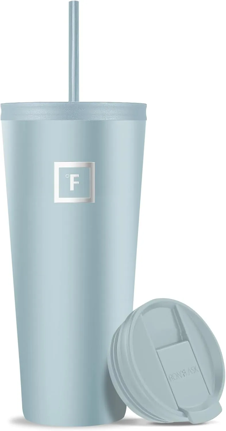 IRON °FLASK Classic Tumbler - 2 Lids, Vacuum Insulated Stainless Steel Water Bottle, Double Walled, Drinking cup, Thermos Travel Mug (Morning Mist, 32 oz Solid Lid)