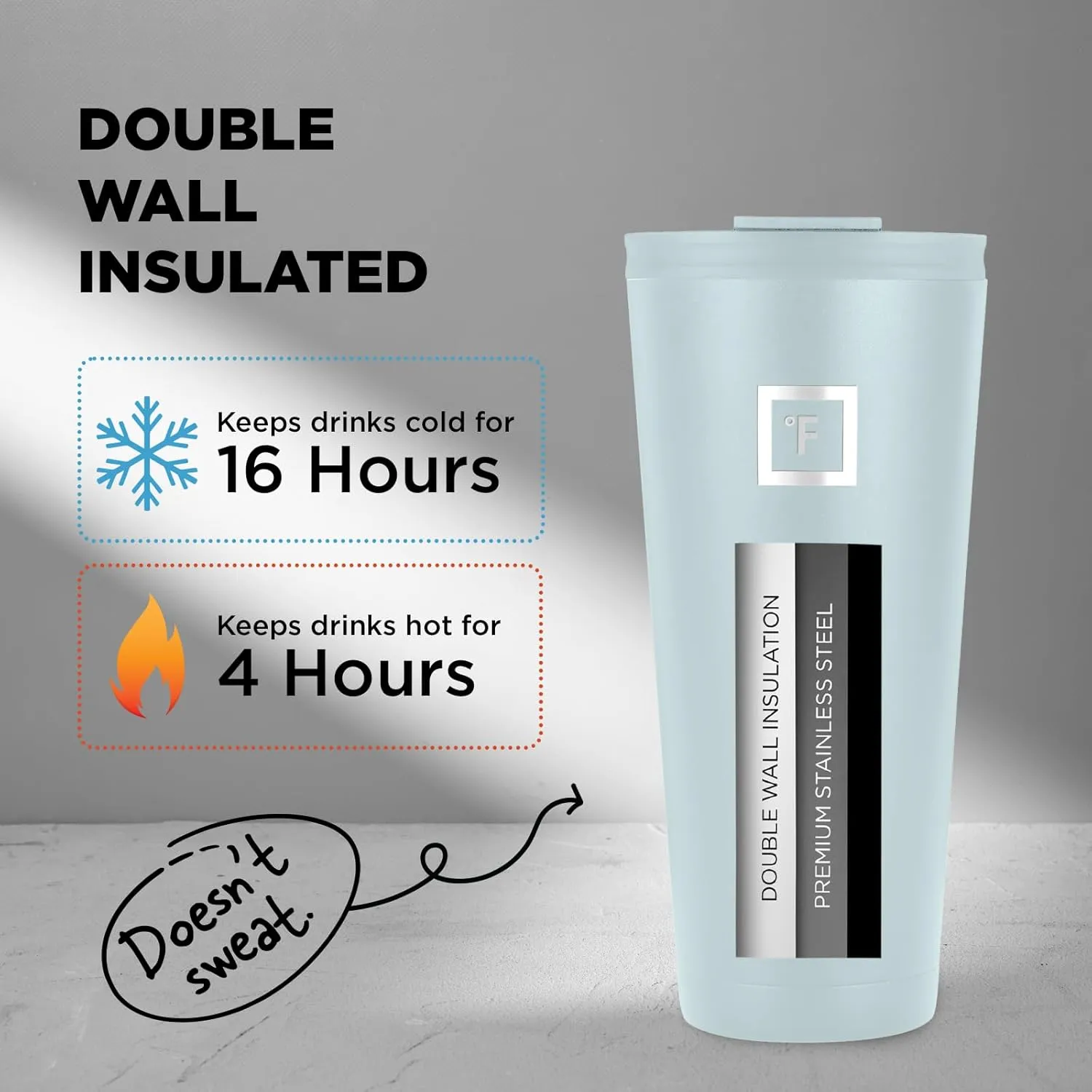 IRON °FLASK Classic Tumbler - 2 Lids, Vacuum Insulated Stainless Steel Water Bottle, Double Walled, Drinking cup, Thermos Travel Mug (Morning Mist, 32 oz Solid Lid)