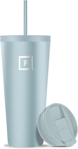 IRON °FLASK Classic Tumbler - 2 Lids, Vacuum Insulated Stainless Steel Water Bottle, Double Walled, Drinking cup, Thermos Travel Mug (Morning Mist, 32 oz Solid Lid)