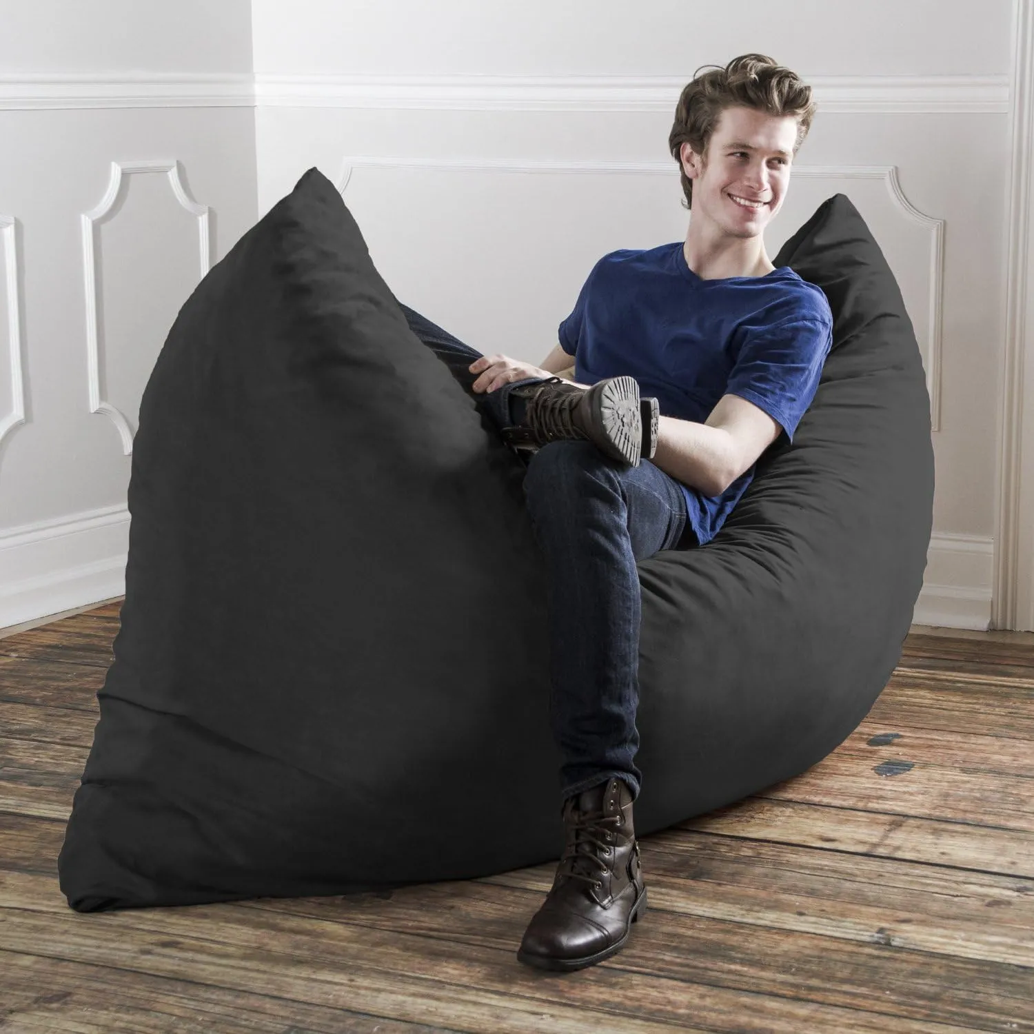 Jaxx Pillow Saxx 5.5-Foot - Huge Bean Bag Floor Pillow and Lounger, Black