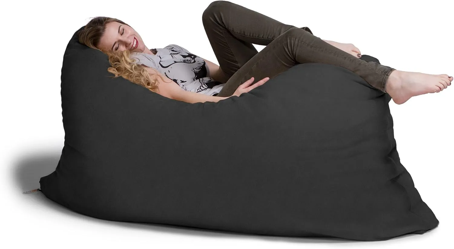 Jaxx Pillow Saxx 5.5-Foot - Huge Bean Bag Floor Pillow and Lounger, Black