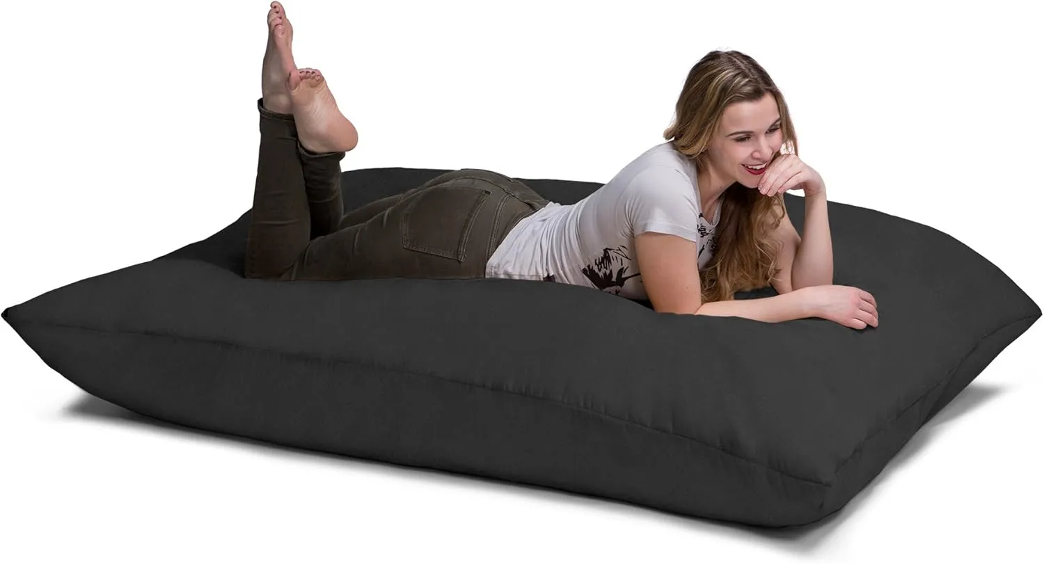 Jaxx Pillow Saxx 5.5-Foot - Huge Bean Bag Floor Pillow and Lounger, Black