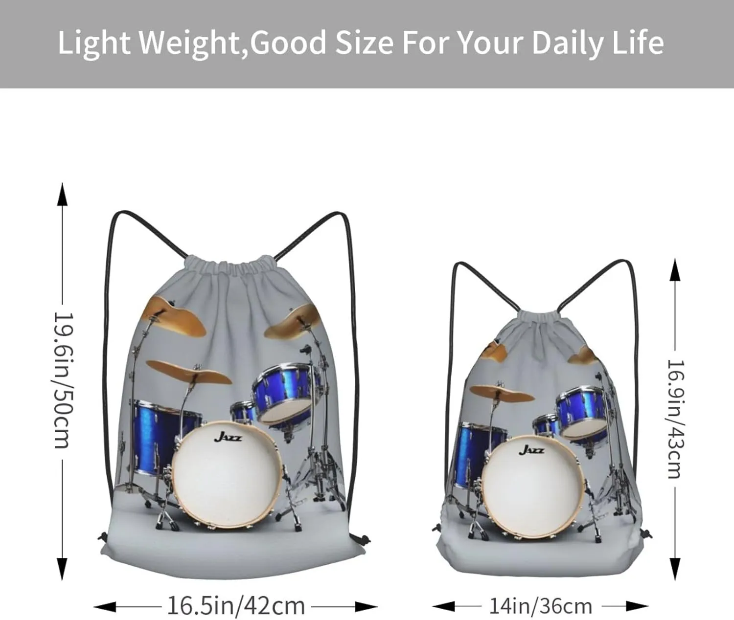 Jazz Drum Drawstring Backpack String Cinch Bag Polyester Sackpack For Fitness Training Workout