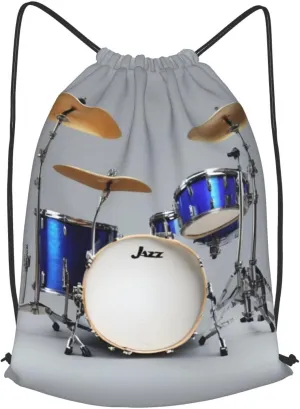 Jazz Drum Drawstring Backpack String Cinch Bag Polyester Sackpack For Fitness Training Workout