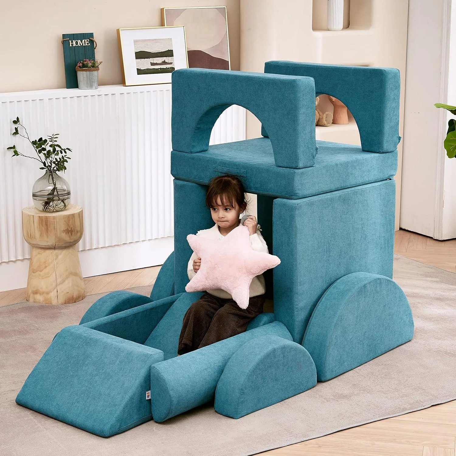 jela Kids Couch 14PCS Luxury, Floor Sofa Modular Furniture for Adults, Playhouse Play Set for Toddlers Babies, Modular Foam Play Couch, Modular Sofa (Charcoal, 57"x28"x18")