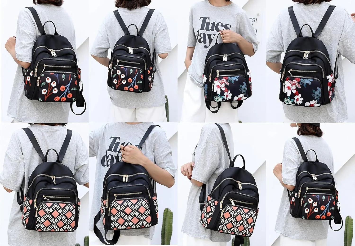 JiaYou Women Girls Leisure Backpack Floral pattern Daypack lightweight casual cosmetic Bag(Color D,16 Liters)
