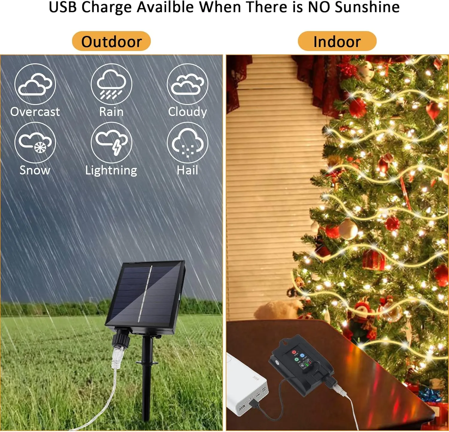 JIMACRO Outdoor Solar LED Rope Lights, IP65 Waterproof Rope Lights 22m/72.2ft 200LEDs Solar Decoration Lights with 8 Lighting Modes, Rope Fairy Light for Garden Tree Party Christmas Decoration