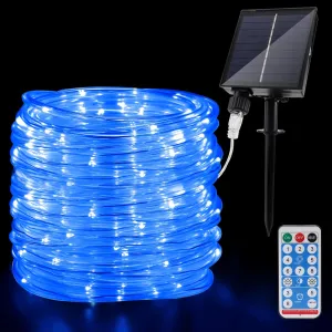 JIMACRO Outdoor Solar LED Rope Lights, IP65 Waterproof Rope Lights 22m/72.2ft 200LEDs Solar Decoration Lights with 8 Lighting Modes, Rope Fairy Light for Garden Tree Party Christmas Decoration