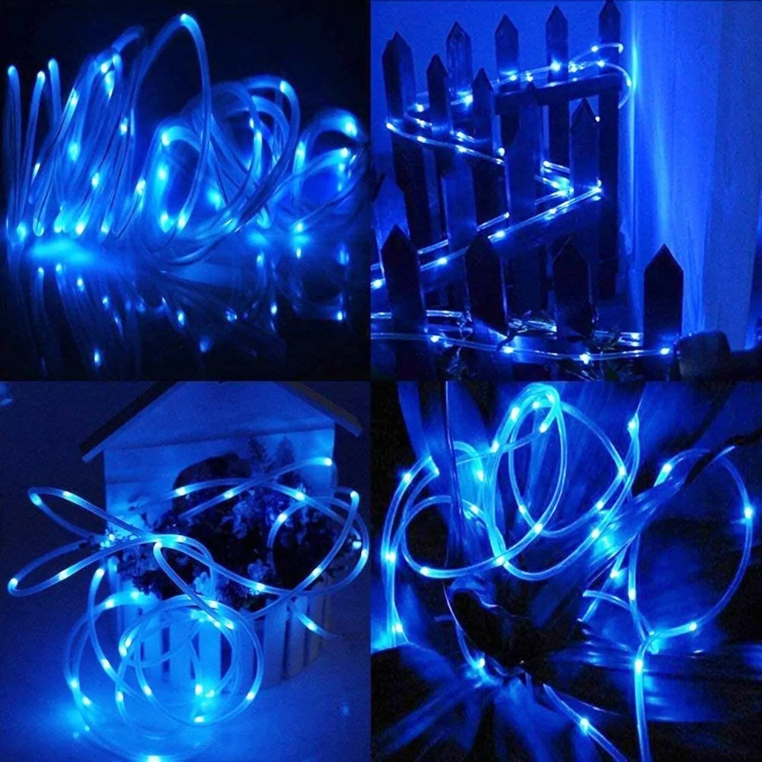 JIMACRO Outdoor Solar LED Rope Lights, IP65 Waterproof Rope Lights 22m/72.2ft 200LEDs Solar Decoration Lights with 8 Lighting Modes, Rope Fairy Light for Garden Tree Party Christmas Decoration