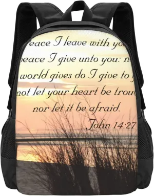 John 14 27 My Peace I Give To You, Bible Verse Classic Round Lightweight Packable Backpack Travel Casual Hiking Daypack Foldable Backpack For Men Women