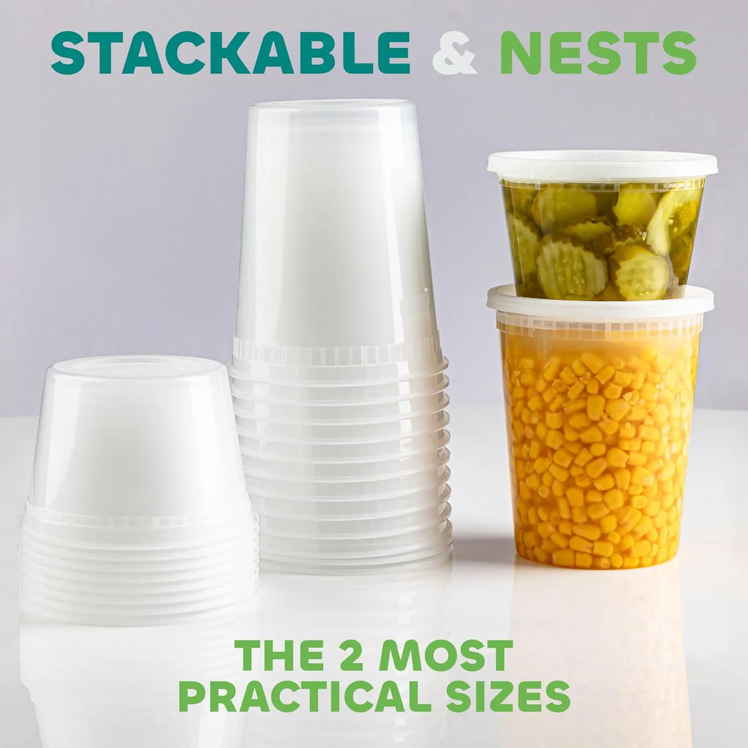 JoyServe Deli Food Storage Containers with Lids - (48 Sets) 24-32 Oz Quart Size & 24-16 Oz Pint Size Plastic Airtight Takeout Meal Prep Storage, BPA-Free, Dishwasher, Microwave Safe