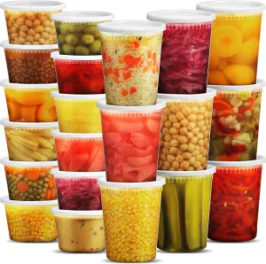 JoyServe Deli Food Storage Containers with Lids - (48 Sets) 24-32 Oz Quart Size & 24-16 Oz Pint Size Plastic Airtight Takeout Meal Prep Storage, BPA-Free, Dishwasher, Microwave Safe