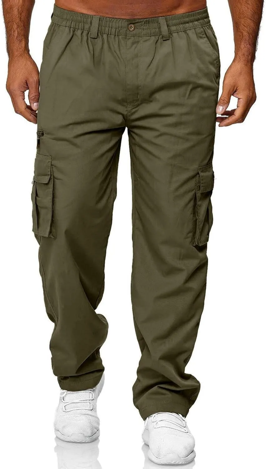 Julidostore Stretchmotions - Super Stretch Ice-Silk Comfort Cargo Pants Mens 6 Pockets Tactical Joggers Outdoor Trousers