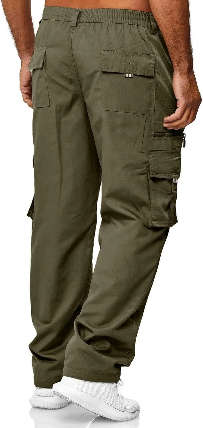 Julidostore Stretchmotions - Super Stretch Ice-Silk Comfort Cargo Pants Mens 6 Pockets Tactical Joggers Outdoor Trousers